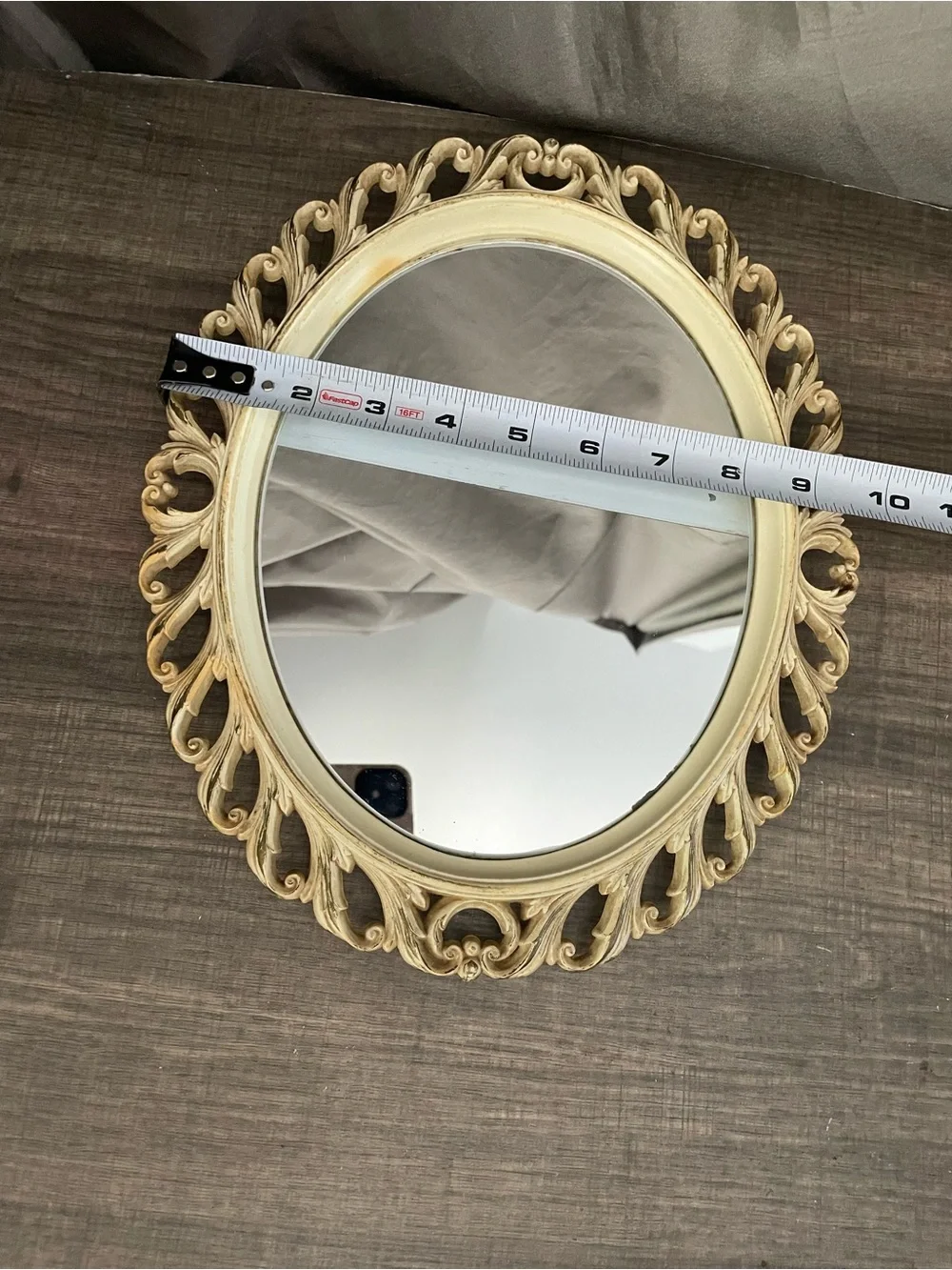 Vintage Syroco 1965 Oval Cream Gold Hollywood Regency Mirror 10x12